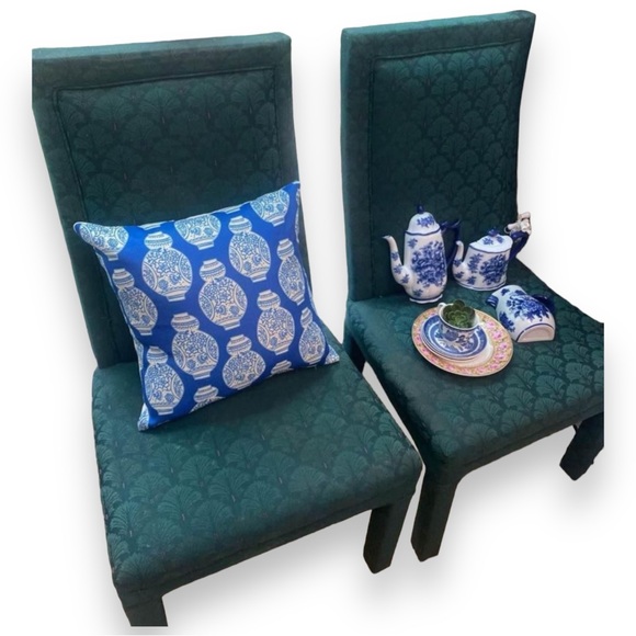 Pink Green Monkey / Blue Ginger Jars Pillow Cover w Insert 17.7” Grandmillennial - Picture 2 of 16